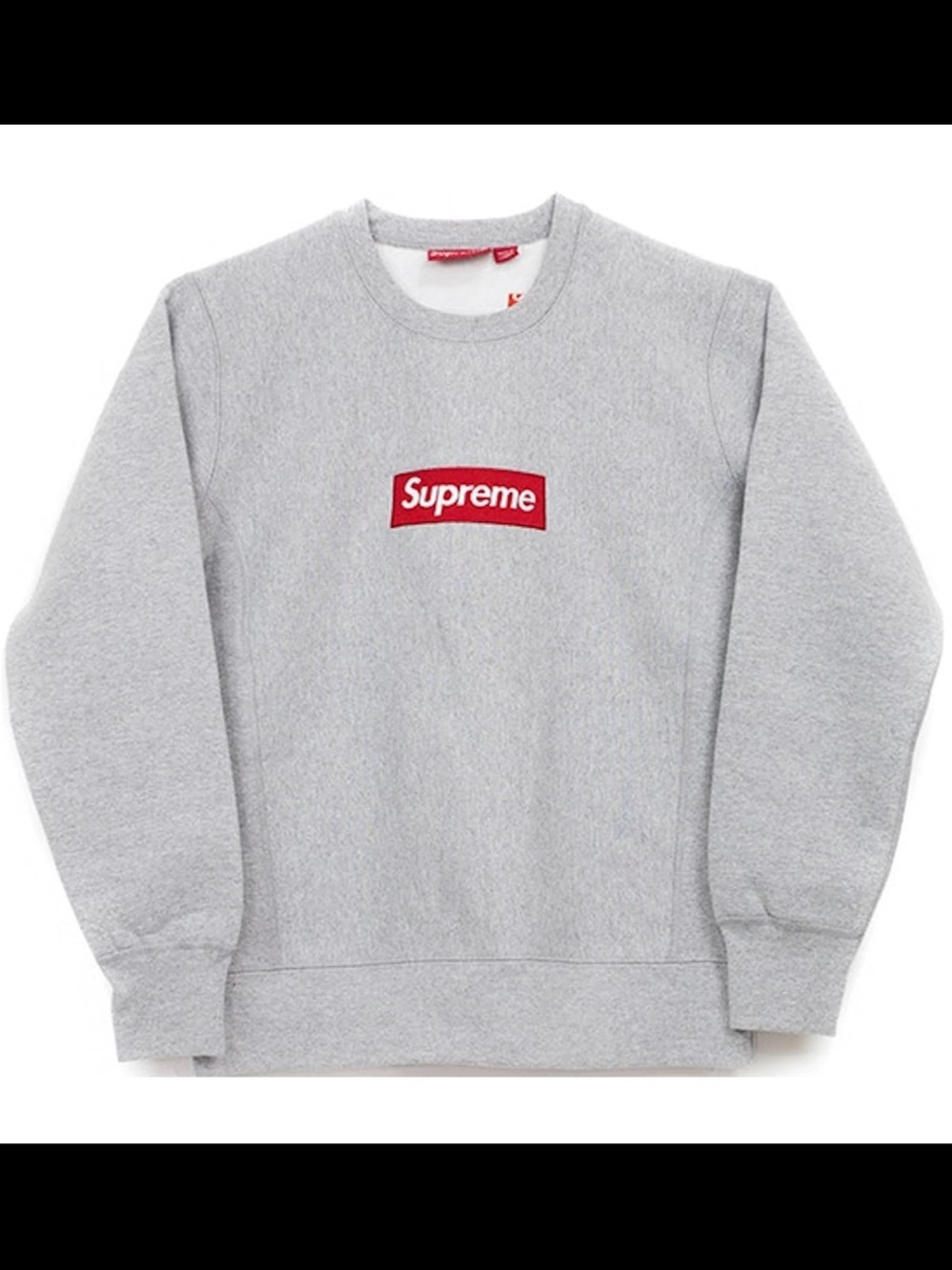 Supreme Gray Crewneck Sweatshirt with Red Box Logo. Size L